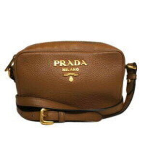 PRADA Leather Camera Shoulder Bag Brown